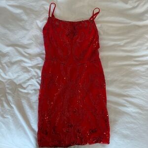 Red sequin homecoming dress size 2